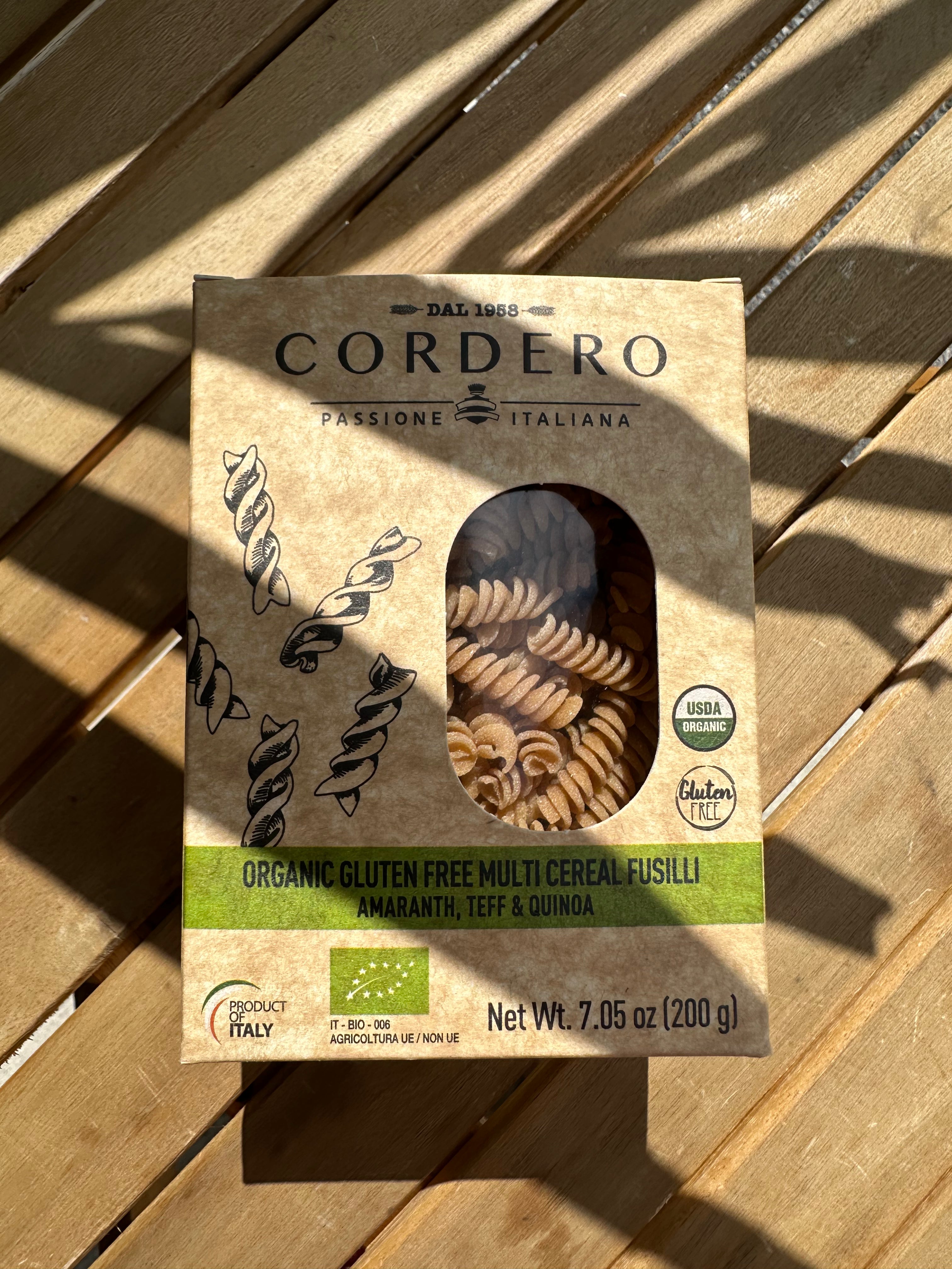 CORDERO PASSIONE ITALIANA ORGANIC GLUTEN FREE MULTI CEREAL FUSILLI AMARANTH, TEFF & QUINOA